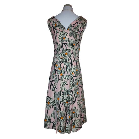 MOSCHINO Pleated Midi‎ Dress Small Cottage Core Fairy Romantic Floral Pink Green - Picture 8 of 16